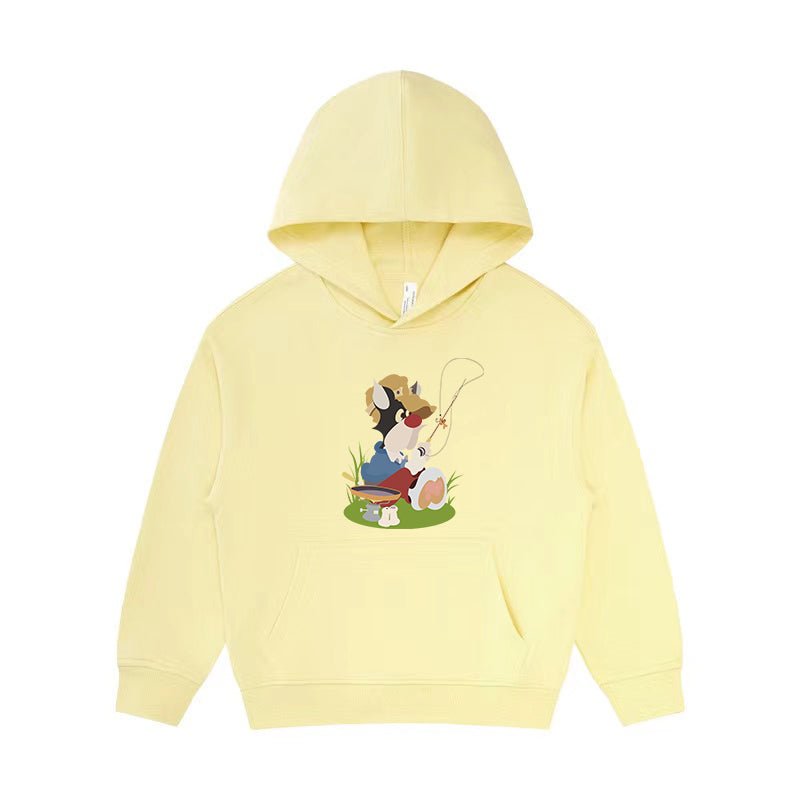 Cartoon Puppy Fishing Kid's Hoodie