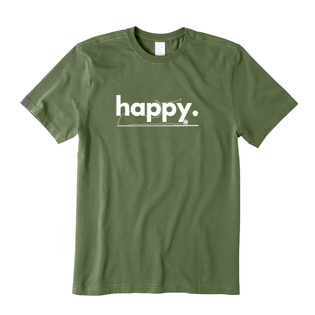 Happy with Fishing Rod T-Shirt