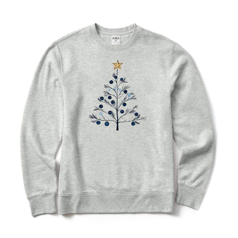 Blue Gold Christmas Tree Crewneck Sweatshirt