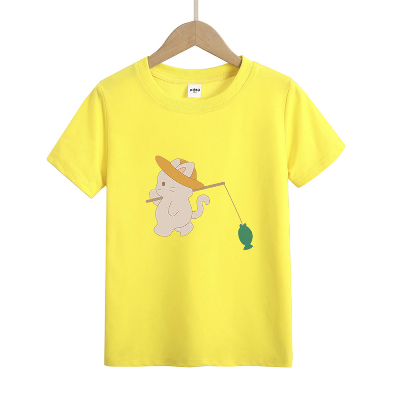 Cat Fishing Kid's T-Shirts