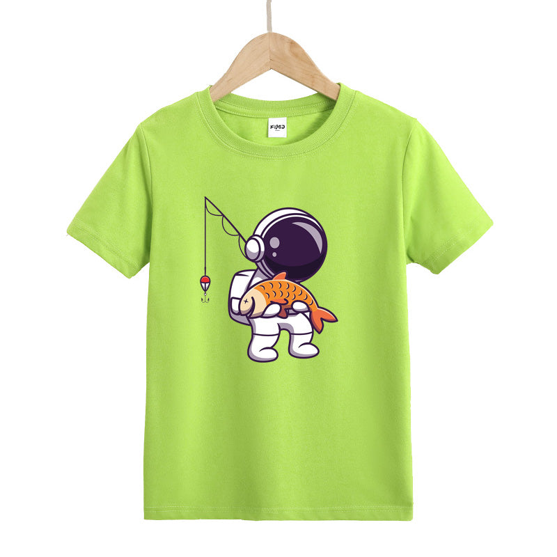 Astronaut Caught Fish Kid's T-Shirts