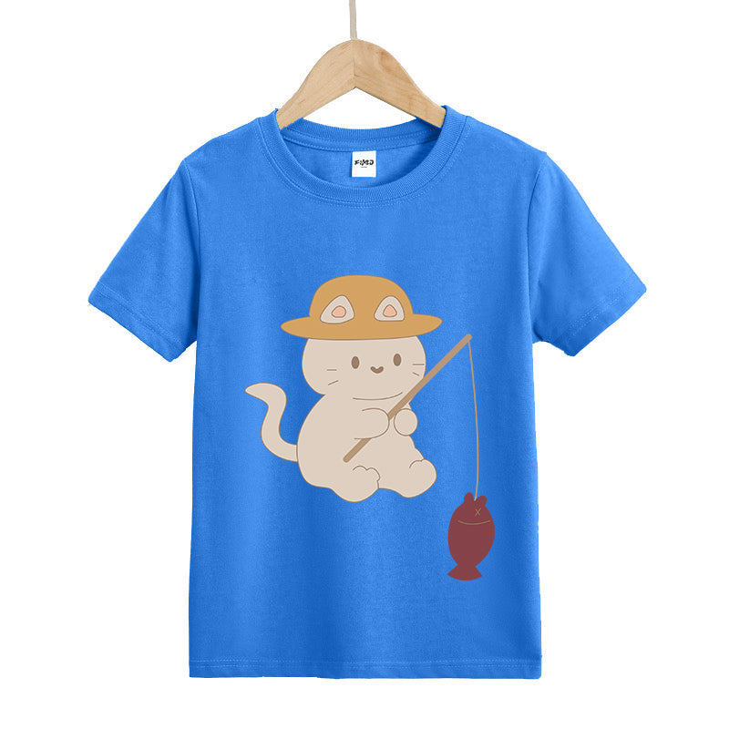 Cat Fishing  Kid's T-Shirts