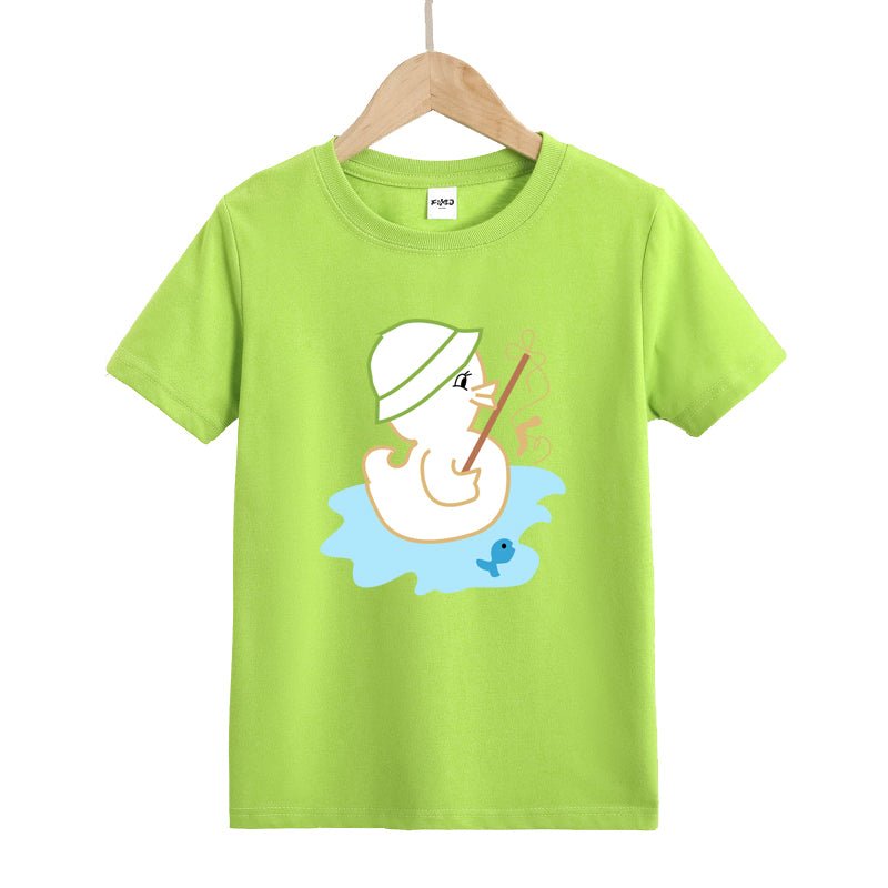 Cute Duck Fishing Kids T-Shirt