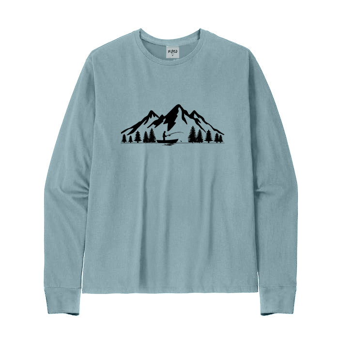 FISHING LANDSCAPE MOUNTAIN Long Sleeve T-Shirt