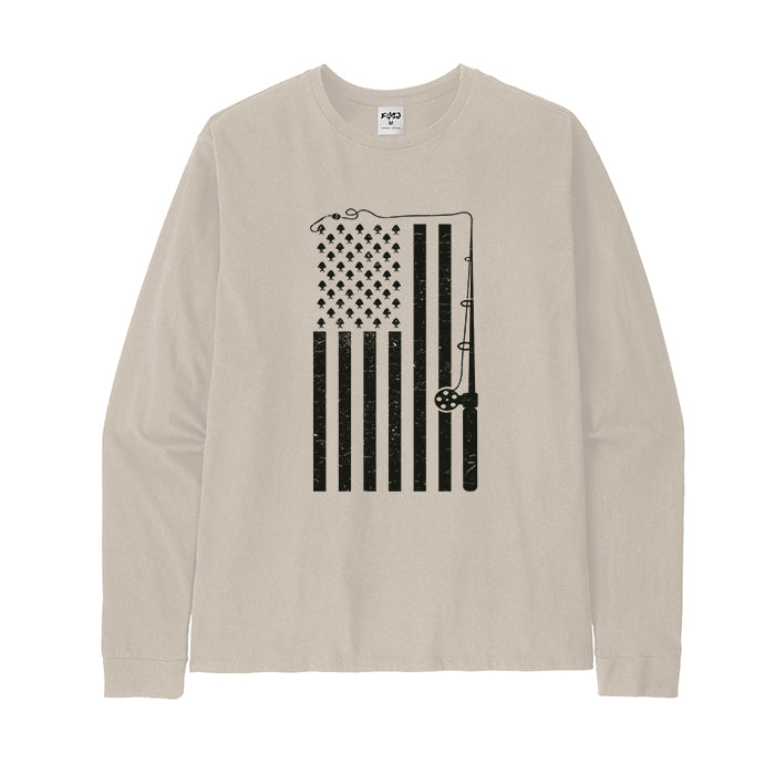 FISHING AMERICAN FLAG Long Sleeve T-Shirt