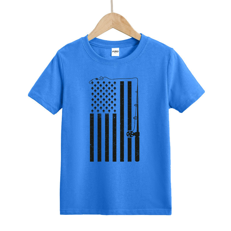 Fishing American Flag Kid's T-Shirt