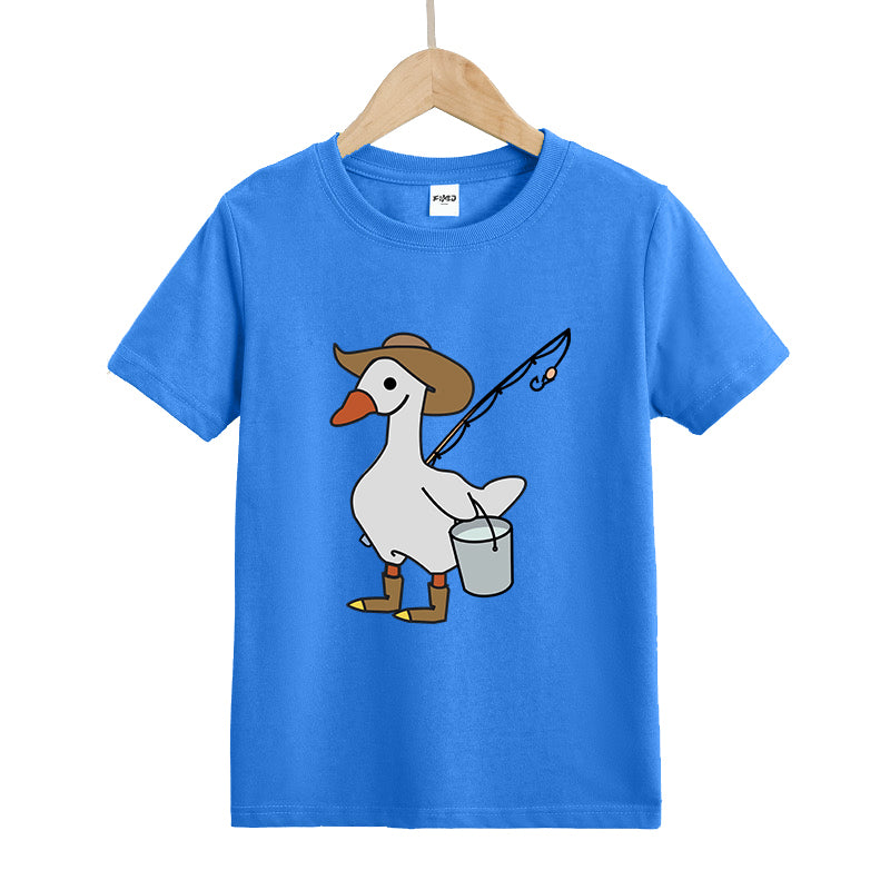 SILLY GOOSE GONE FISHING Kids T-Shirt