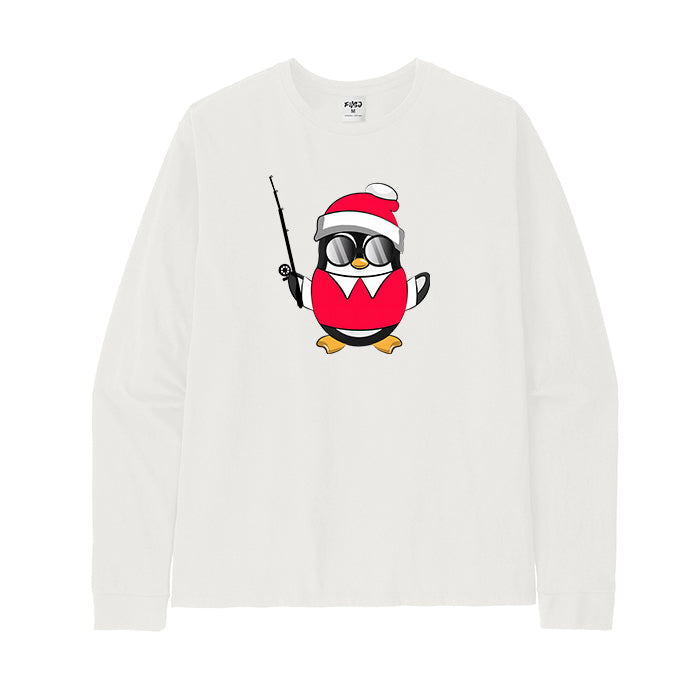 Christmas Penguin Fishing long Sleeve T-Shirt