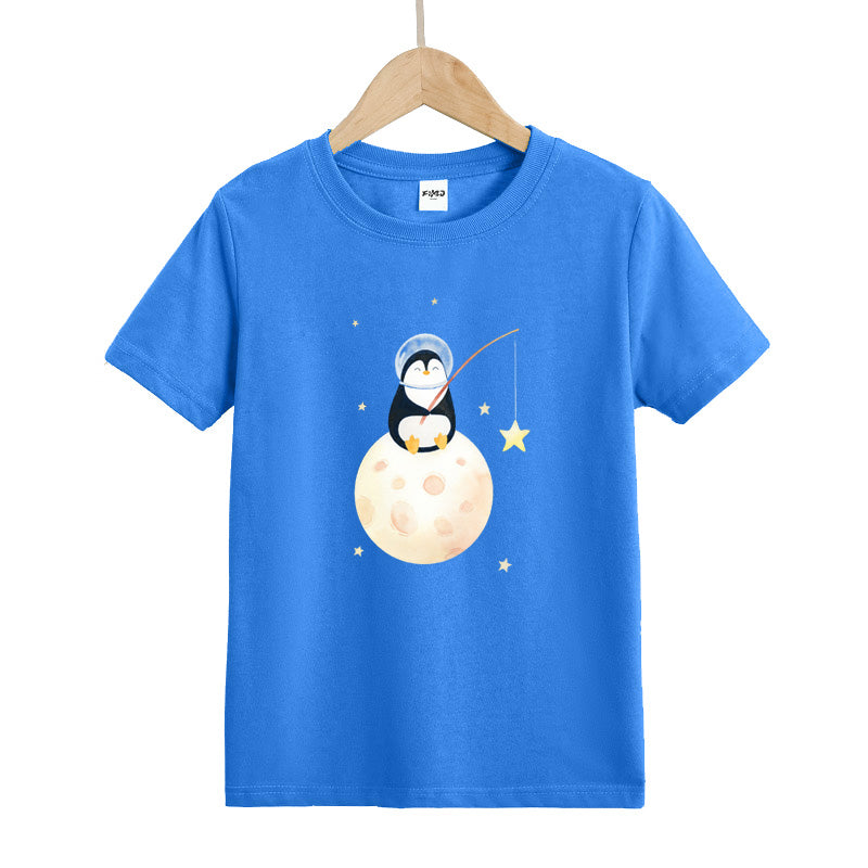 Penguins Fishing on The Planet Kid's T-Shirts