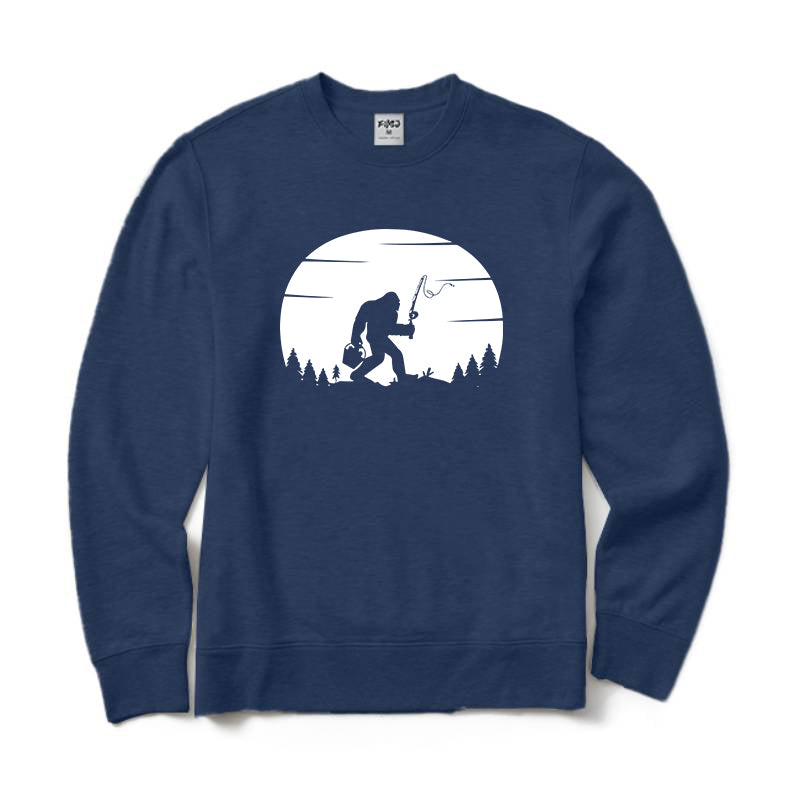 Bigfoot Fishing At Sunset Crewneck Sweatshirt