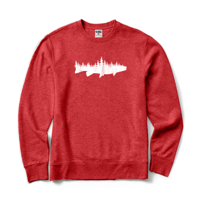 Fish Forest Landscape Crewneck Sweatshirt