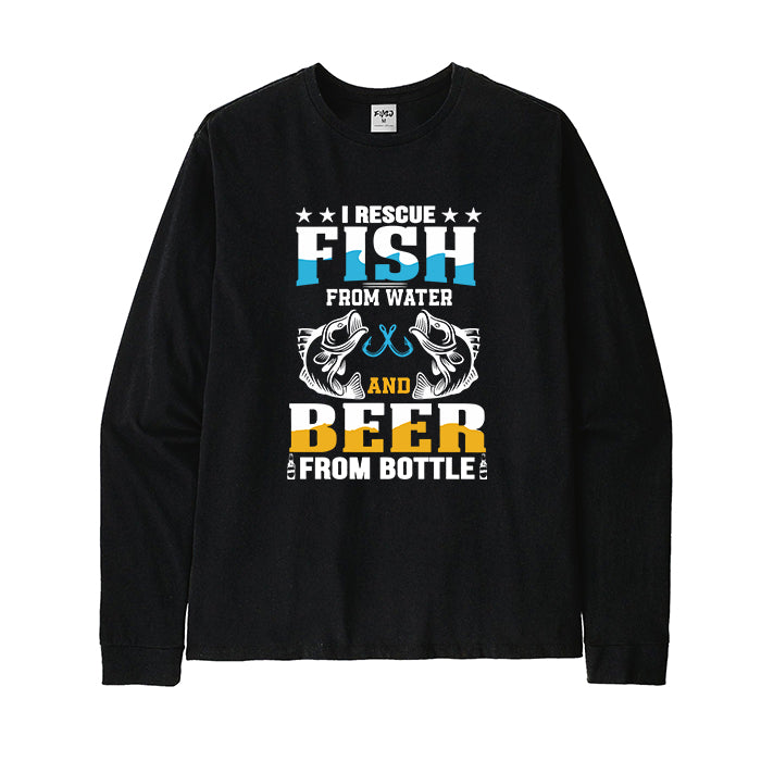 I Rescue Fish From Water and Beer From Bottle Long Sleeve T-Shirt