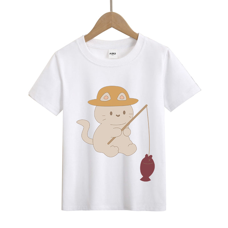 Cat Fishing  Kid's T-Shirts