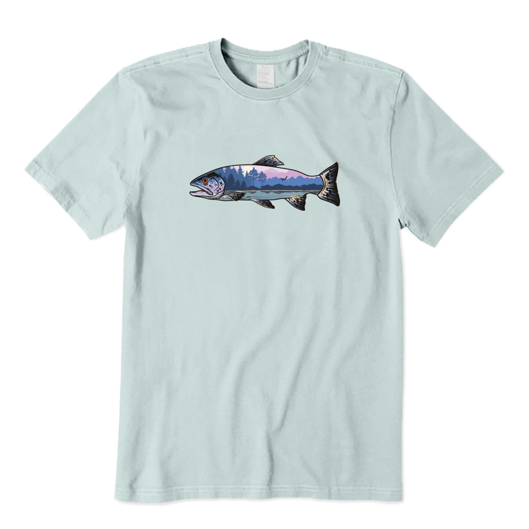 Trout and Mountain Landscape T-Shirt