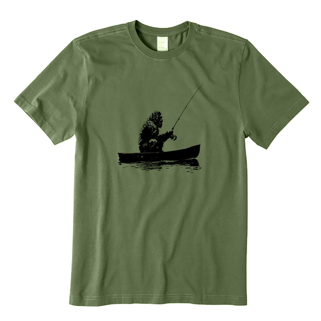 Bigfoot Fishing on Boat T-Shirt