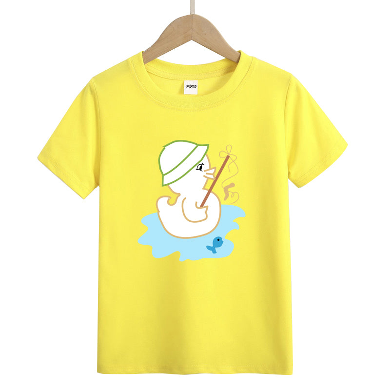 Cute Duck Fishing Kids T-Shirt