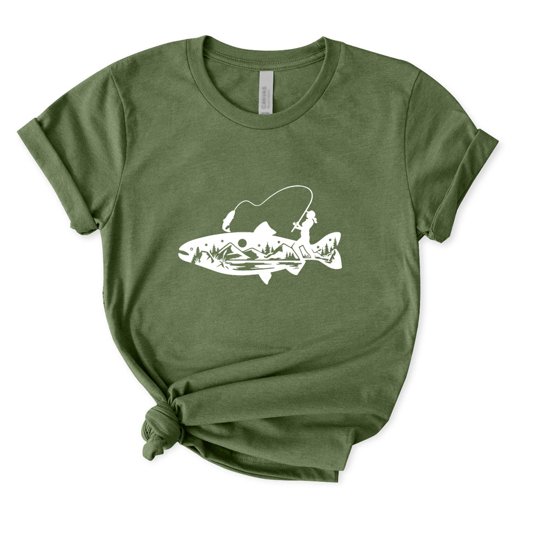 Woman Fishing Salmon T-Shirt for Women