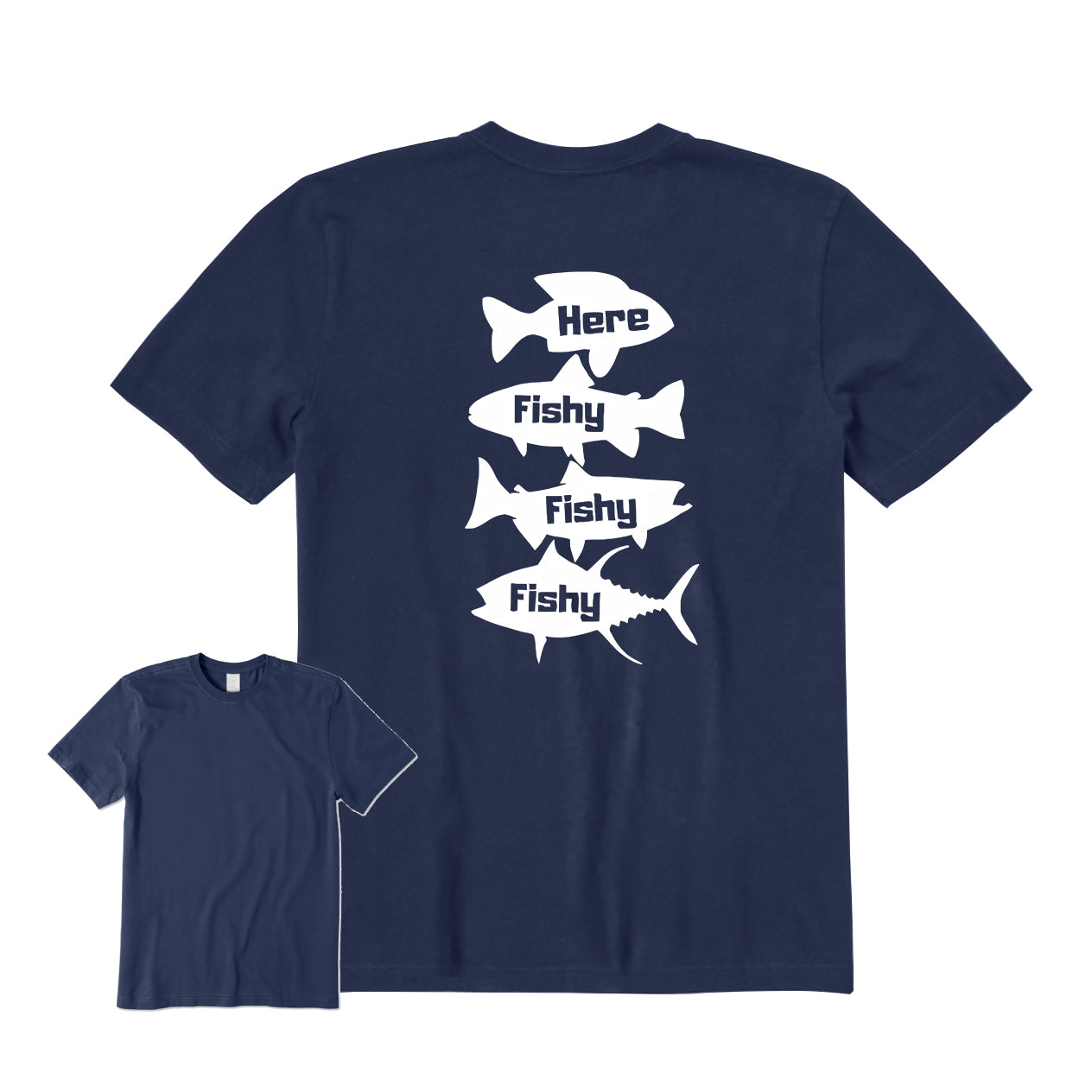 HERE FISHY FISHY FISHY Back Graphic T-Shirt