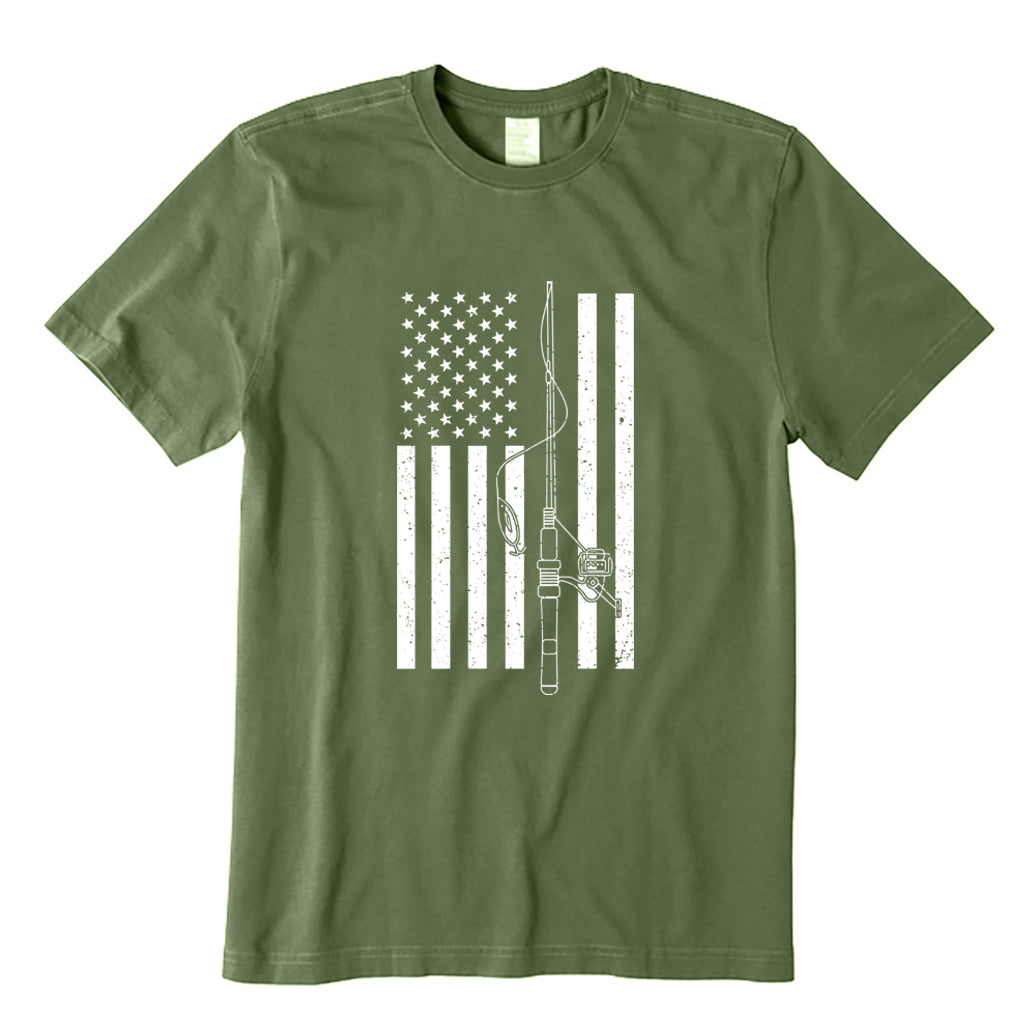 USA Flag Fishing Rod T-Shirt