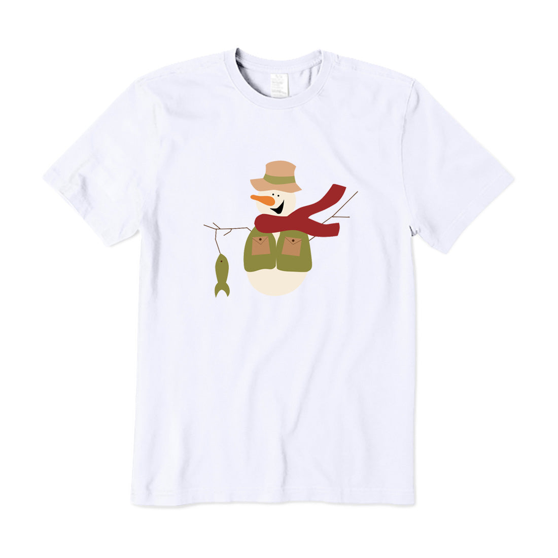 Fishing Snowman T-Shirt