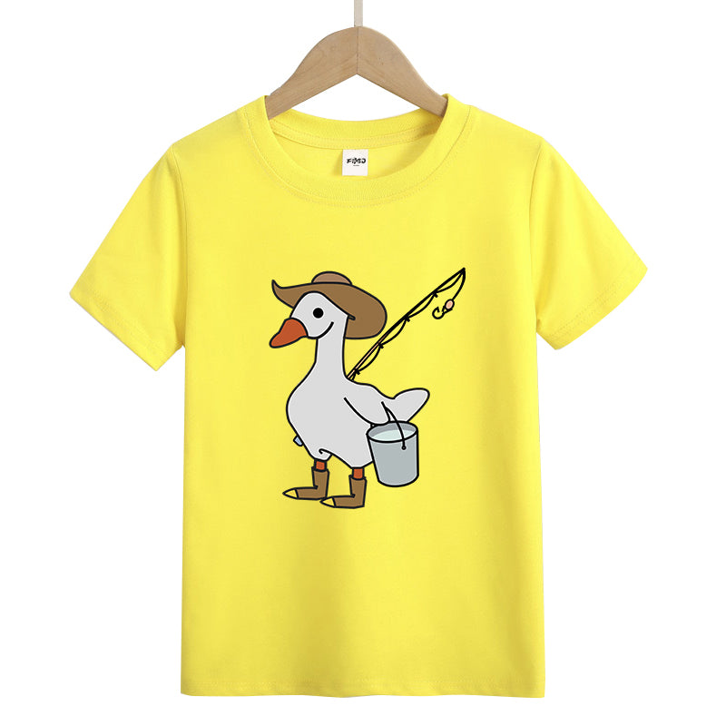 SILLY GOOSE GONE FISHING Kids T-Shirt