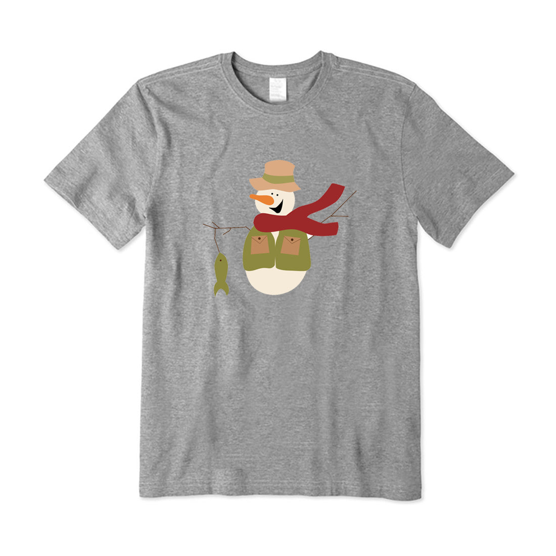 Fishing Snowman T-Shirt