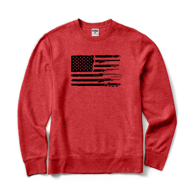 Hunting Fishing and American Flag Crewneck Sweatshirt