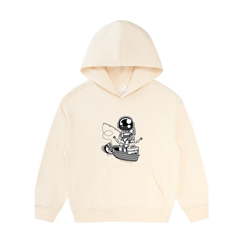 Astronaut Fishing on Boat Kid's Hoodie