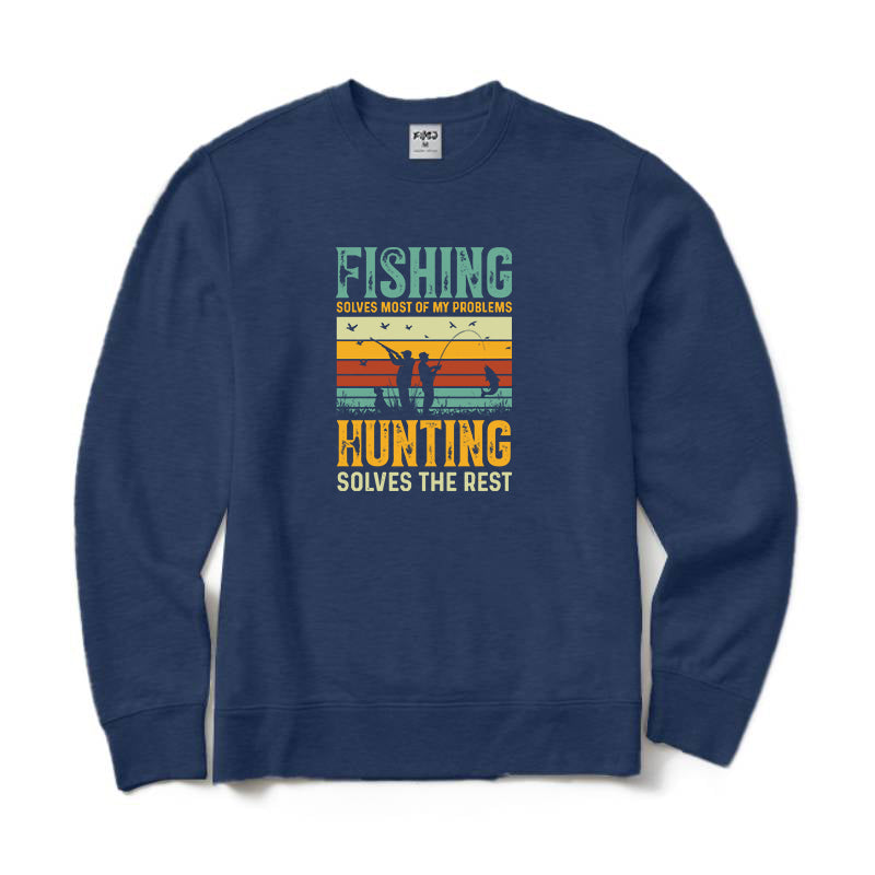 Fishing Hunting Solves The Rest Crewneck Sweatshirt