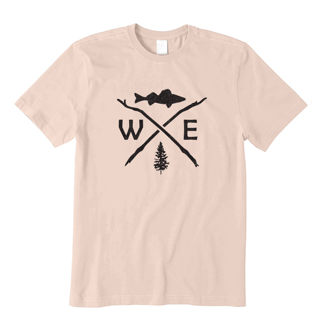 Walleye and Tree Fishing Compass T-Shirt