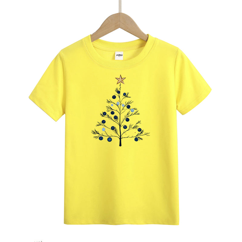 Blue Gold Christmas Tree Kids T-Shirt