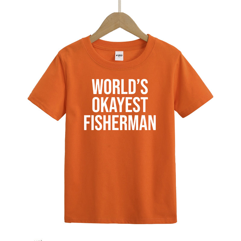 World's Okayest Fisherman Rod Kids T-Shirt