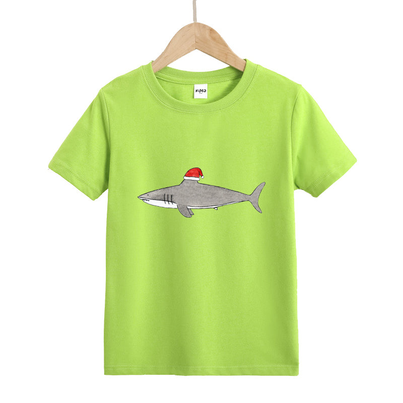 Christmas Shark Kid's T-Shirts