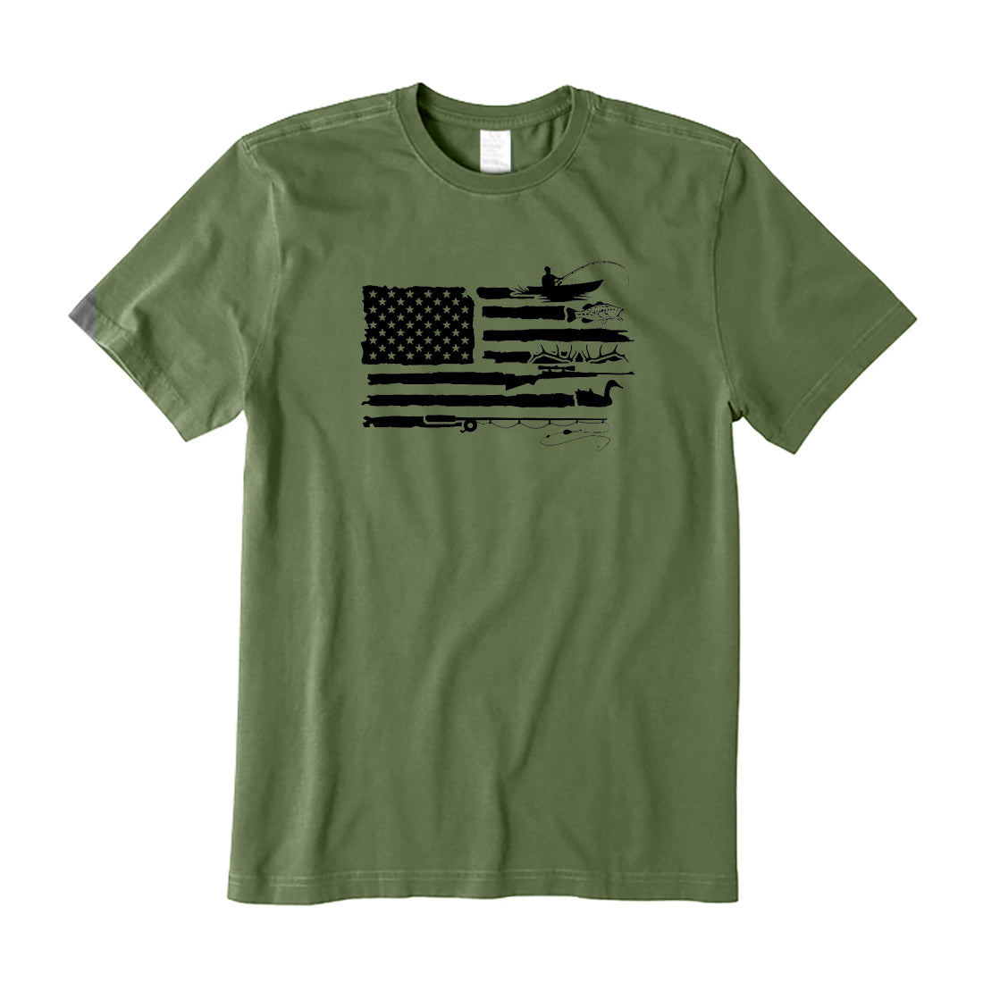 Fishing and Hunting American Flag T-Shirt