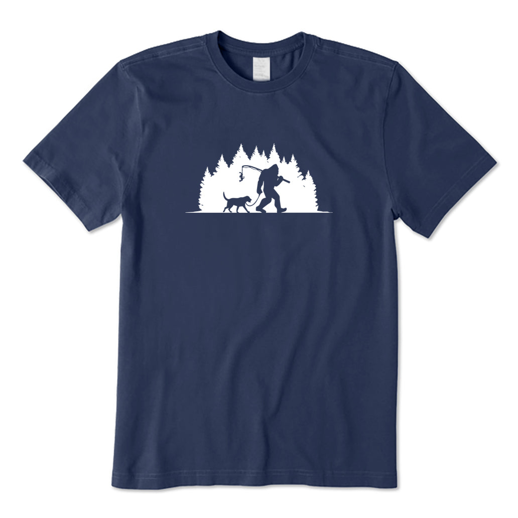 Bigfoot Fishing With Dog T-Shirt