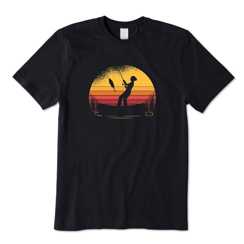 Woman Fishing on Boat T-Shirt