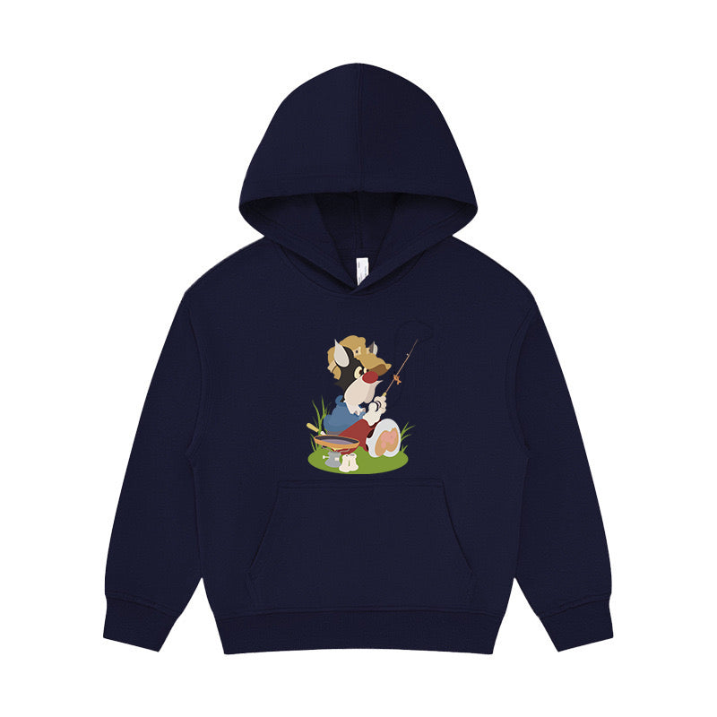 Cartoon Puppy Fishing Kid's Hoodie