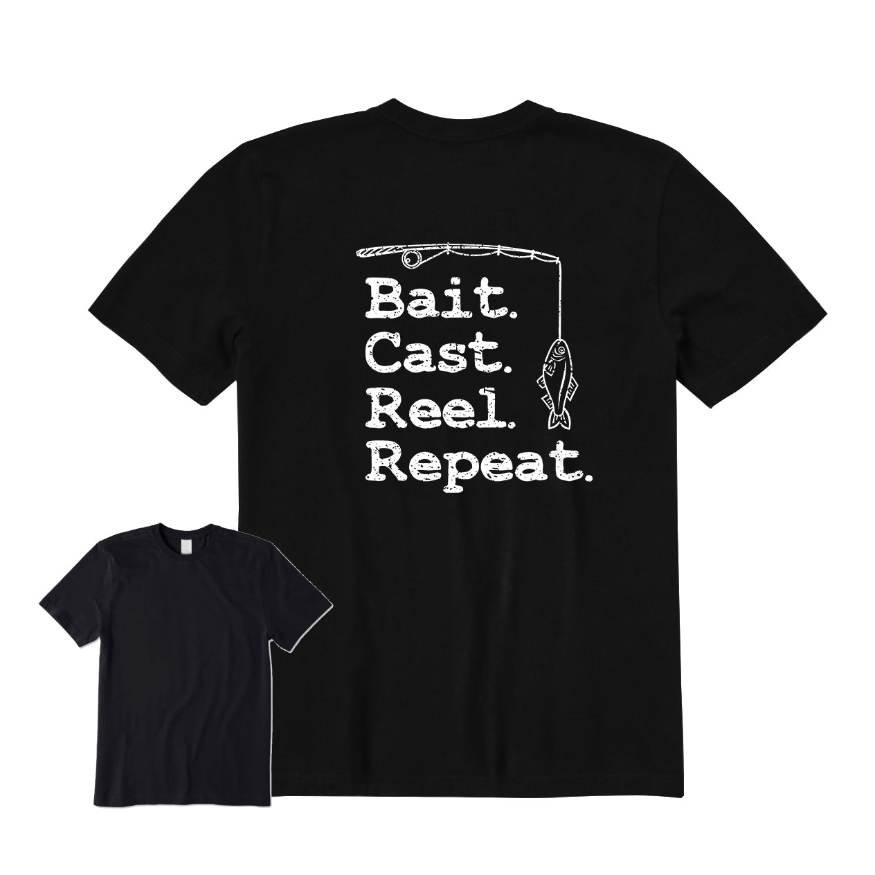 Bait Cast Reel Repeat Fishing Back Graphic T-Shirt