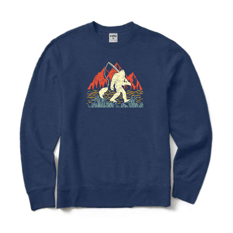 Sasquatch Go Fishing Crewneck Sweatshirt