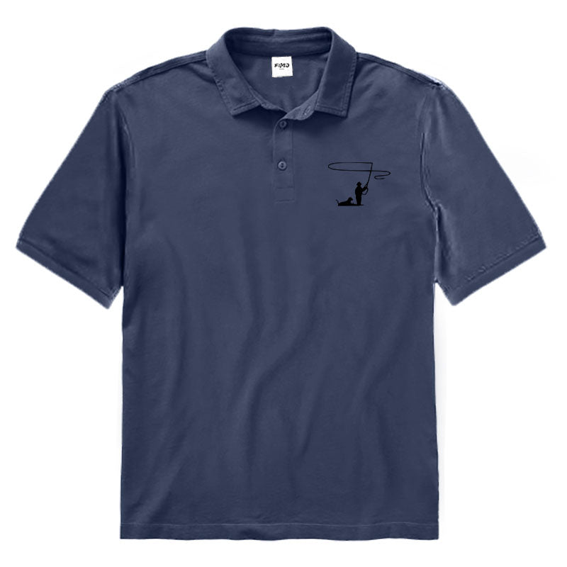 Fly Fishing with Dog Polo Shirt