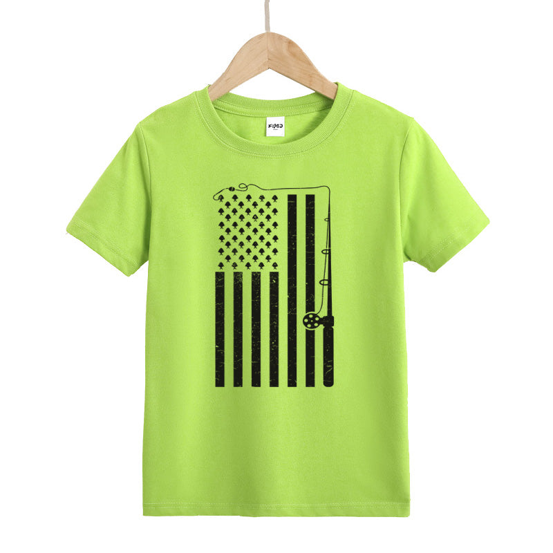 Fishing American Flag Kid's T-Shirt