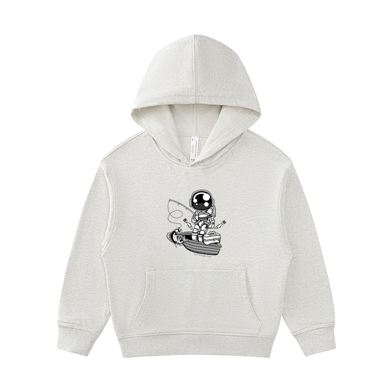 Astronaut Fishing on Boat Kid's Hoodie