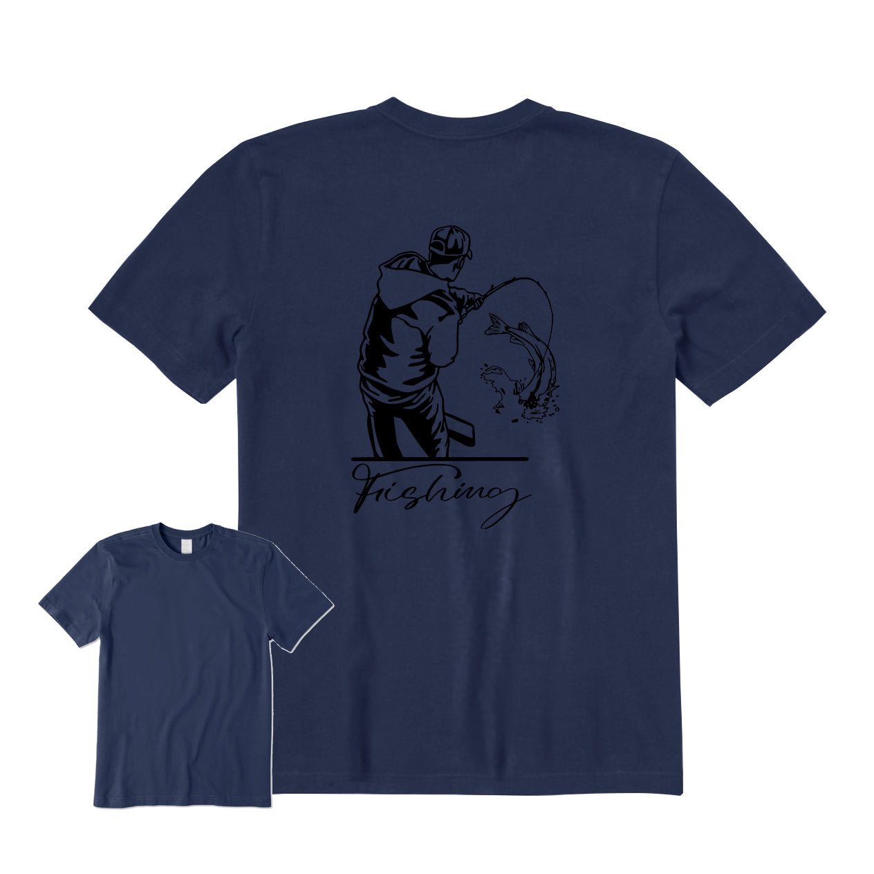 Fisherman Fishing Back Graphic T-Shirt