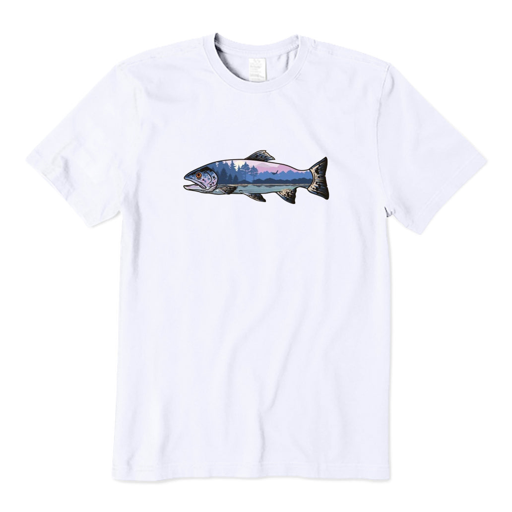 Trout and Mountain Landscape T-Shirt