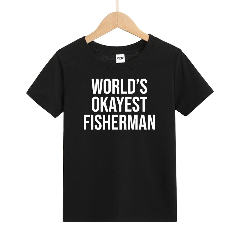 World's Okayest Fisherman Rod Kids T-Shirt