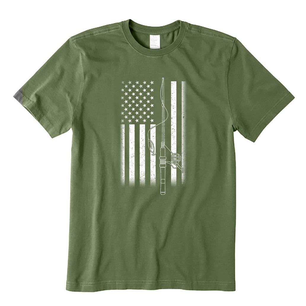 USA Flag Fishing Rod T-Shirt