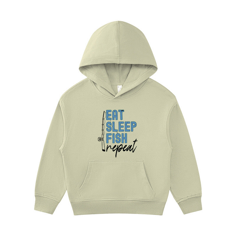 Eat Sleep Fish Repeat Kid's Hoodie