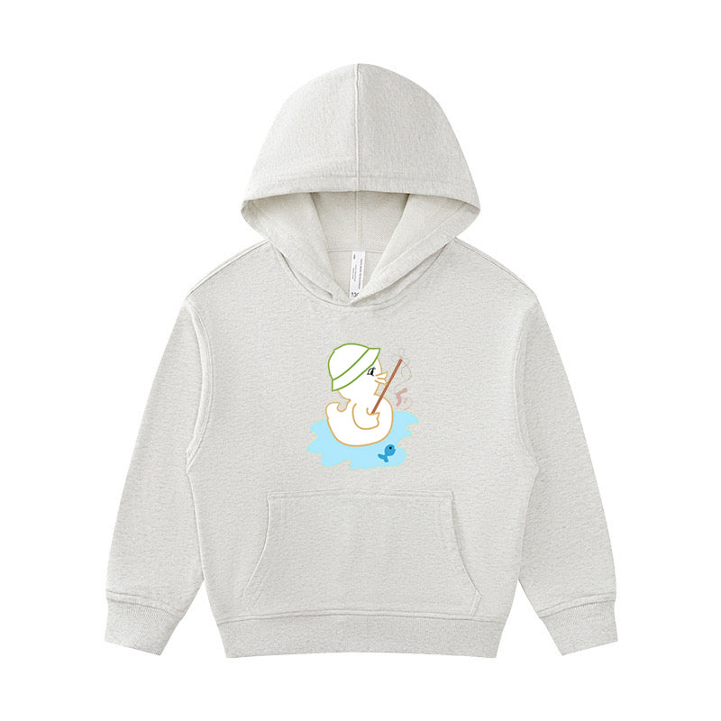 Cute Duck Fishing Kid's Hoodie