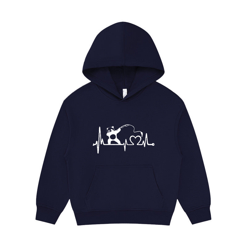 Bear Heartbeat Fishing Kid's Hoodie