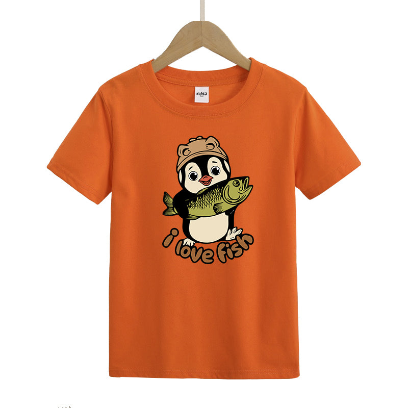 Penguins love fish Kid's T-Shirts